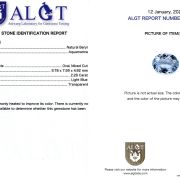 Aquamarin oval 2,28 ct, certificare ALGT Antwerp