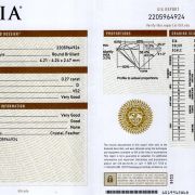 Diamant natural 0,27 ct., D, VS2, certificare GIA
