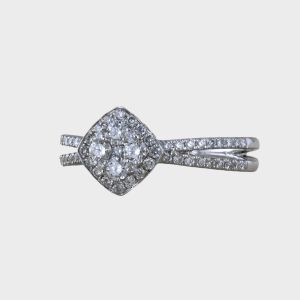 Inel cu diamante, de aur alb 18k