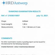 Diamant 1,28 ct., Gold-Orange, VS, certificare HRD Antwerp