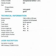 Diamant 1,01 ct., D, SI1, certificare HRD Antwerp