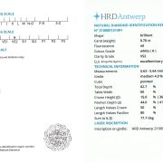 Diamant natural 0,70 ct., H, VS2, certificare HRD Antwerp