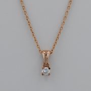 Lant cu pandantiv, aur roz 18k cu diamant