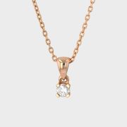 Lant cu pandantiv, aur roz 18k cu diamant