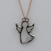 Lant din aur roz cu pandantiv din aur alb 18k