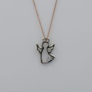 Lant din aur roz cu pandantiv din aur alb 18k