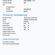 Diamant 0,81 ct., F, SI2, HRD Antwerp Belgia