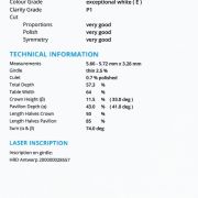 Diamant natural 0,63 ct., E, P1, certificare HRD Antwerp