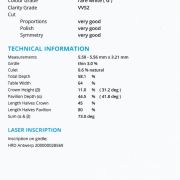 Diamant natural 0,58 ct., G, VVS2, HRD Antwerp Belgia