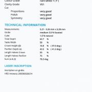 Diamant natural 0,55 ct., F, VS1, HRD Antwerp Belgia