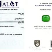 Smarald 2,73 ct., Zambia, ALGT Antwerp
