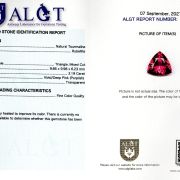 Rubelit 3,19 ct., Fine Color Quality, ALGT Antwerp