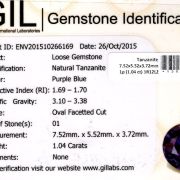 Tanzanit 1,04 ct., GIL Thailanda