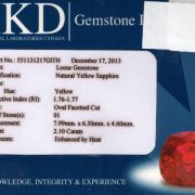 Safir 2,10 ct., certificare HKD GL Canada
