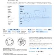 Diamant natural 0,43 ct., G, VVS2, certificare DPL Germania TM 390