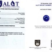 Tanzanit 4,16 ct., Tanzania, certificare ALGT Antwerp