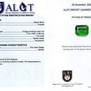 Smarald 1,33 ct., Zambia, Fine Color Quality, ALGT Antwerp