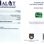 Smarald 1,40 ct., Zambia, ALGT Antwerp