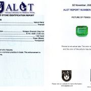 Smarald 1,62 ct., certificare ALGT Antwerp