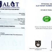 Smarald 1,24 ct., Zambia, ALGT Antwerp