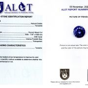 Tanzanit 3,96 ct., Tanzania, certificare ALGT Antwerp