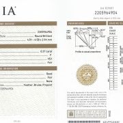 Diamant natural 0,37 ct., F, VS1, certificare GIA