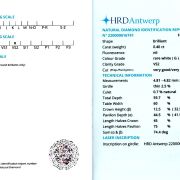 Diamant natural 0,40 ct., G, VS2, certificare HRD Antwerp