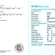 Diamant natural 0,21 ct., J, VS2, certificare HRD Antwerp