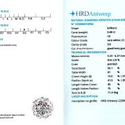 Diamant natural 0,48 ct., G, SI2, certificare HRD Antwerp