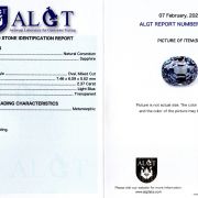 Safir 2,37 ct., neincalzit, certificare ALGT Antwerp