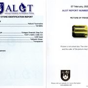 Verdelit 4,46 ct., neincalzit, certificare ALGT Antwerp