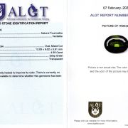 Verdelit 4,39 ct., certificare ALGT Antwerp