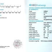 Diamant natural 0,37 ct., D, VVS2, certificare HRD Antwerp