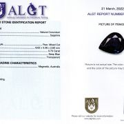 Safir 0,70 ct., Australia, neincalzit, ALGT Antwerp