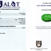 Smarald 2,76 ct., Zambia, certificare ALGT Antwerp