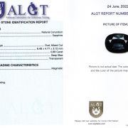 Safir 0,88 ct., neincalzit, certificare ALGT Antwerp