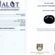 Safir 1,06 ct., neincalzit, certificare ALGT Antwerp