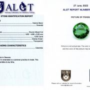 Smarald 0,56 ct., Columbia, certificare ALGT Antwerp
