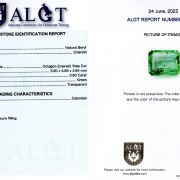 Smarald 0,60 ct., Columbia, certificare ALGT Antwerp