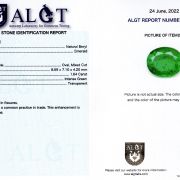 Smarald 1,64 ct., certificare ALGT Antwerp