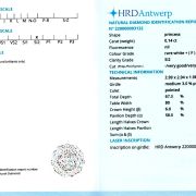 Diamant 0,14 ct., F, SI2, HRD Antwerp