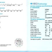 Diamant 0,16 ct., G, SI1, certificare HRD Antwerp