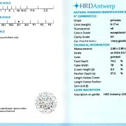 Diamant 0,17 ct., D, SI1, HRD Antwerp