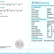 Diamant natural 0,24 ct., F, SI1, HRD Antwerp