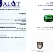 Smarald 2,29 ct., Zambia, Fine Color Quality, ALGT Antwerp