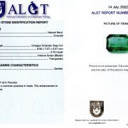 Smarald 2,70 ct., Zambia, certificare ALGT Antwerp