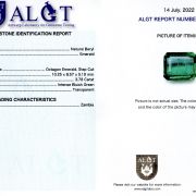 Smarald 3,78 ct., Zambia, certificare ALGT Antwerp