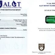 Smarald 5,58 ct., Zambia, certificare ALGT Antwerp