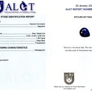 Safir 1,00 ct., Madagascar, ALGT Antwerp