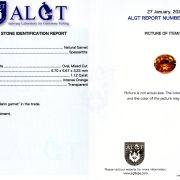 Spesartit 1,12 ct., neincalzit, certificare ALGT Antwerp